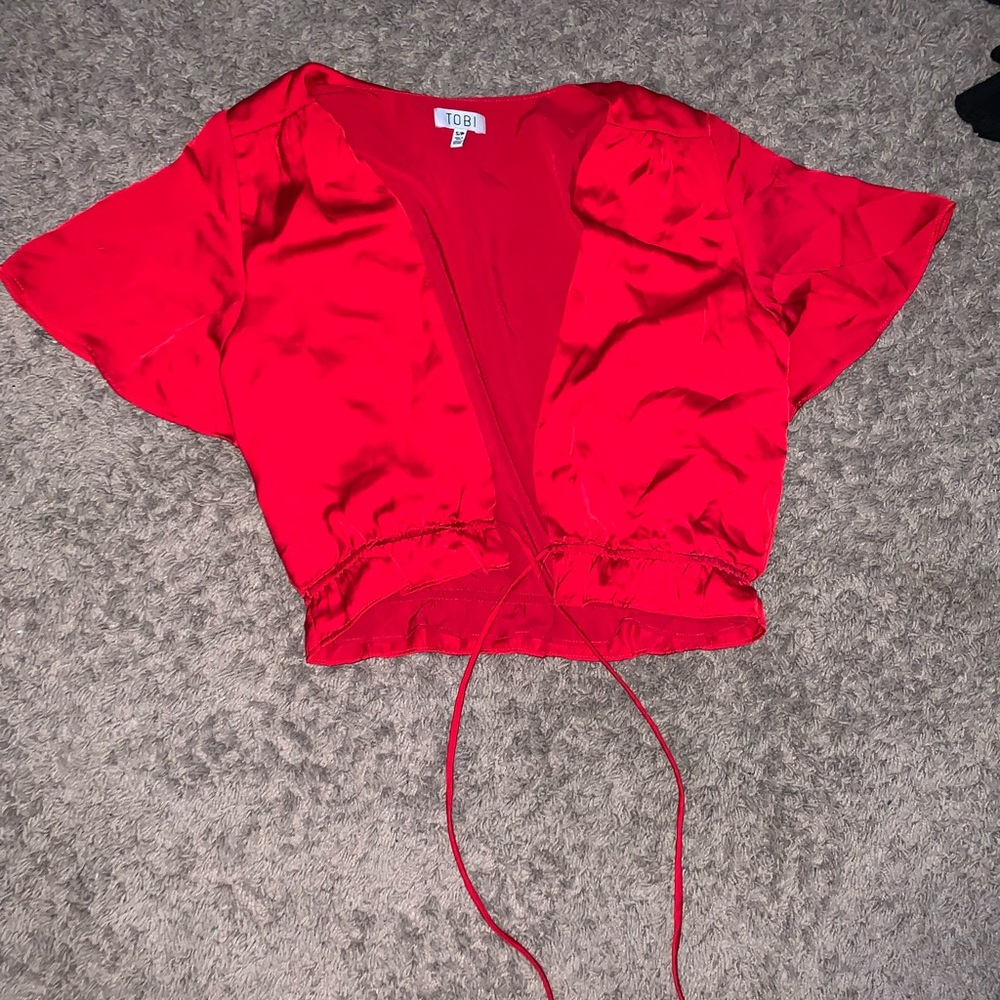 Tobi silk red top